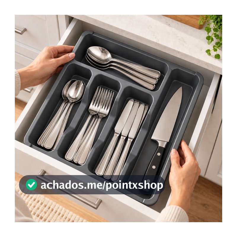 Porta Talheres Organizador De Gaveta De Cozinha Resistente Com 5 Divisórias Suporte Para Talher Durável Versátil Bonito