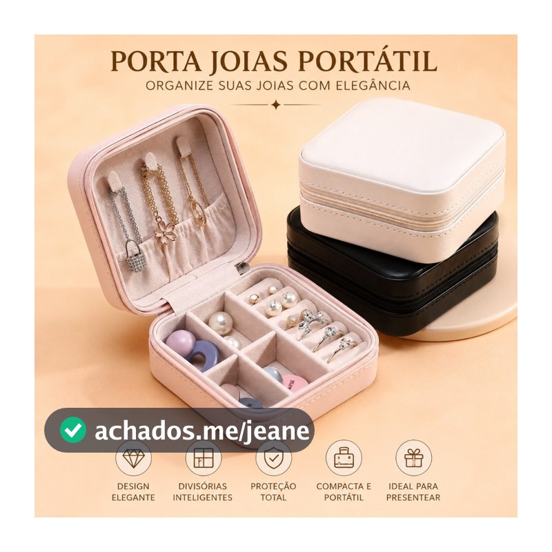 Porta Joia De Bolsa Para Viagem Portátil Caixa De Armazenamento Bolsa Para Anéis Colares E Brincos