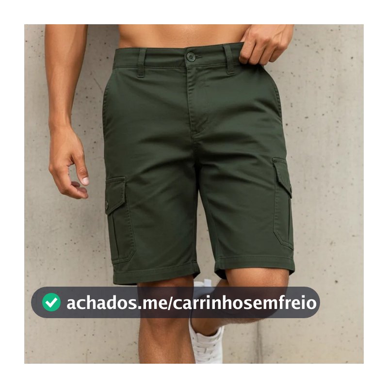 Bermuda Cargo Masculina Sarja Premium 6 Bolsos