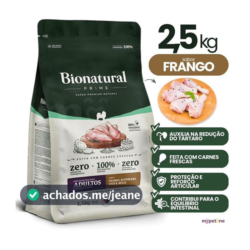 Ração Bionatural Cães Adultos Raças Pequenas Frango 2,5kg – Nutrição Premium
