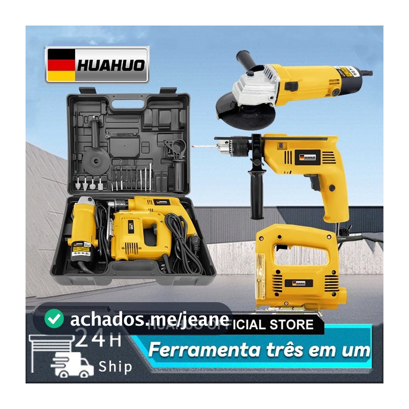 Kit Furadeira / Parafusadeira E Lixadeira / Serra Tico Tico  Com  E Maleta de Transporte.