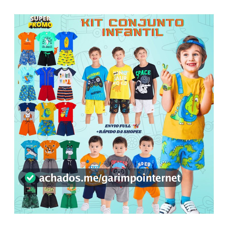 Kit até 6 peças Roupa Infantil Menino Conjunto Criança Masculino Verão Bebê  2/4/6 peças
