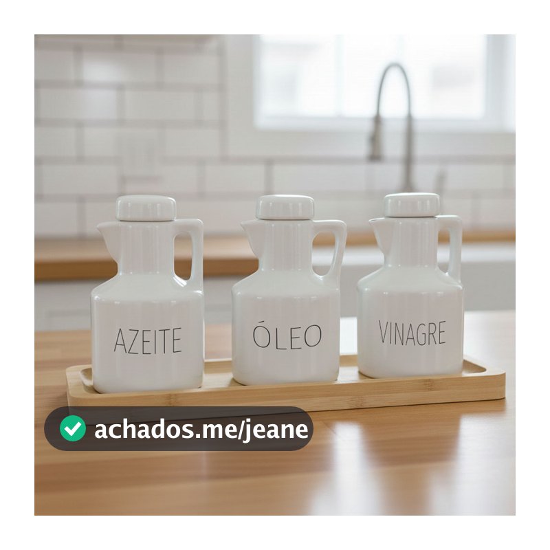 Kit 3 Garrafas Galheteiro Azeite Óleo e Vinagre com Bandeja Bambu