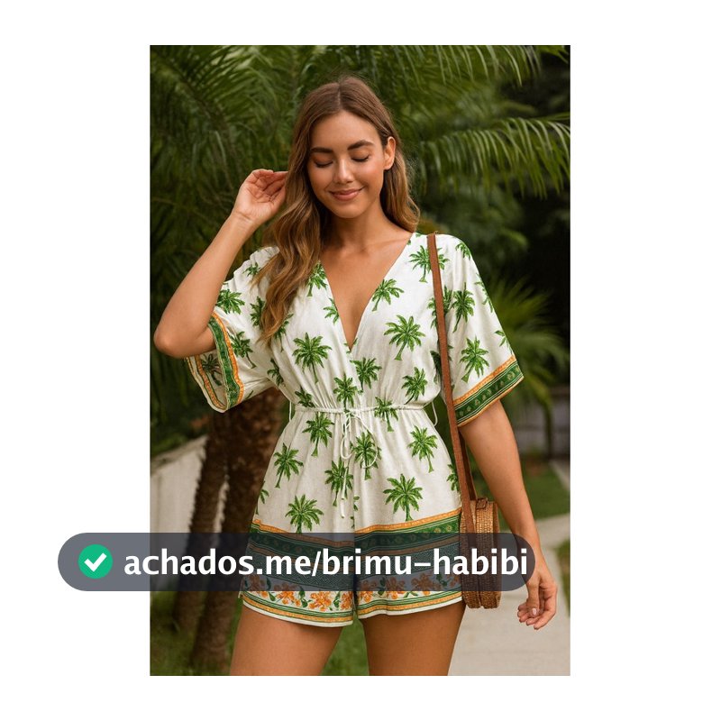 Macaquinho Feminino Estampado Casual Confortável Verão 2026