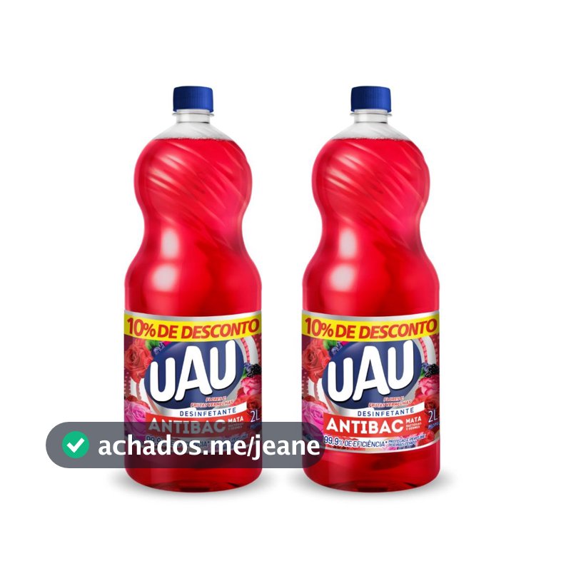 Kit 2un Desinfetante Uau Antibac Flores E Frutas 2L