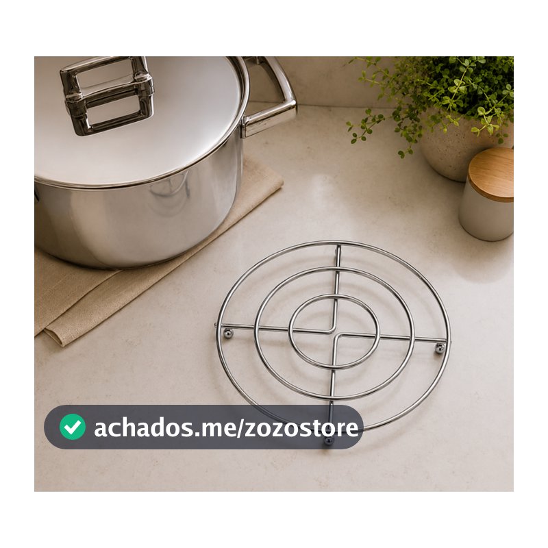 Kit 3 Peças Descanso De Panela Cozinha Suporte Aramado  Circular De Metal Inox Moderno Apoio  Seguro
