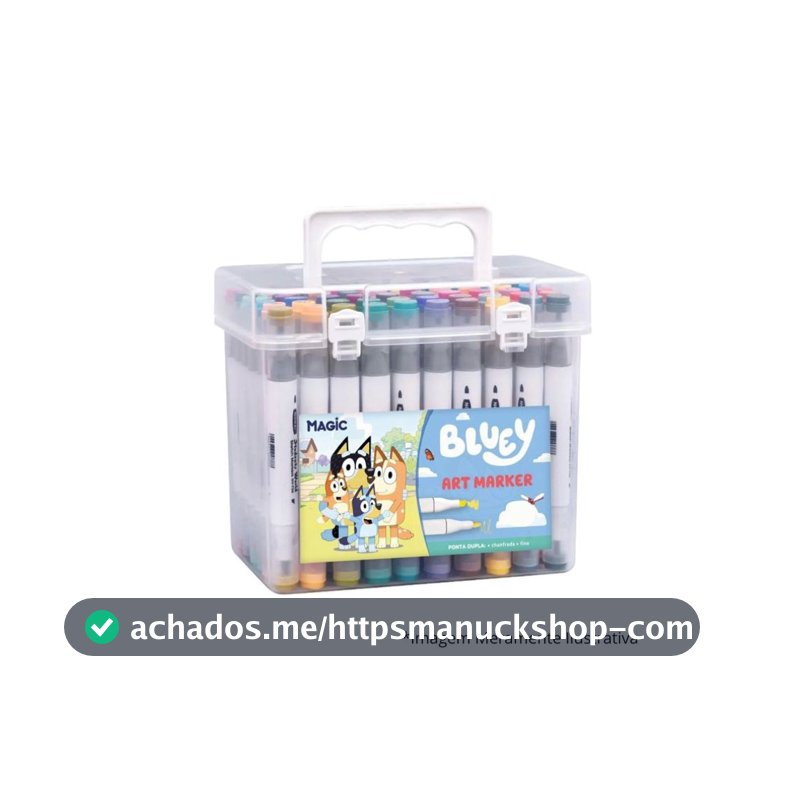 Kit Bluey 48 Cores Art Marker - Canetas de Ponta Dupla com E