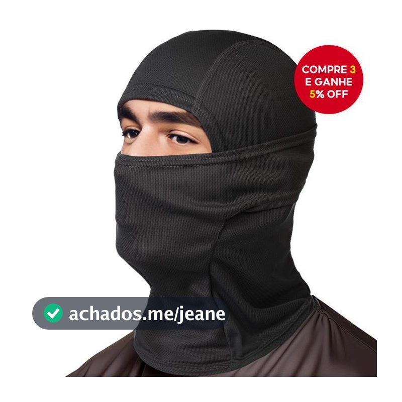Máscara Balaclava Preta para Motocicleta, Respirável, Protetora do Rosto e Confortável para o Sol