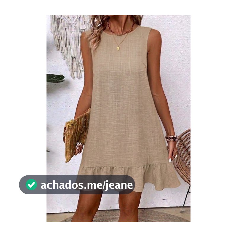 Vestido Casual Leve Soltinho Com Babado Sem Manga Verão Confortável Feminino