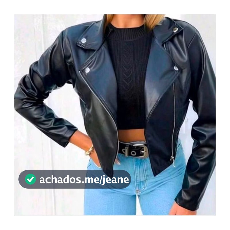 Jaqueta Preta De Couro Feminina
