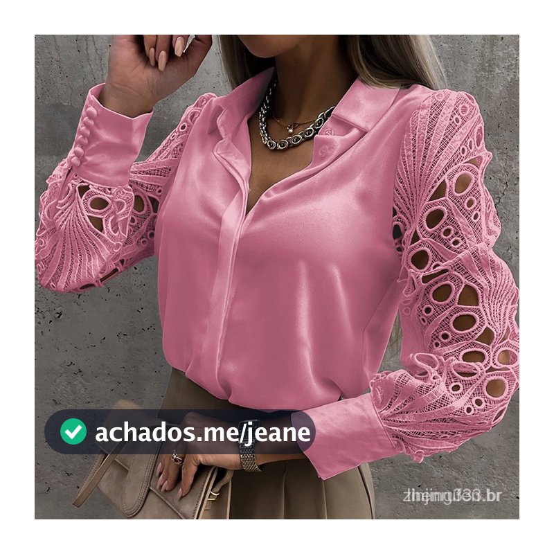 Verão lenda casual Colchwork blusa para mulheres branco primavera manga longa mulher elegante Oco fora botão retro