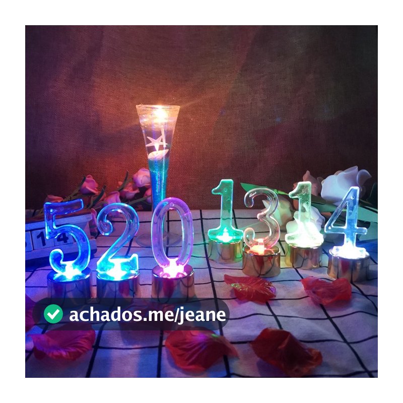 Vela Número Led Topo Topper Decoração Bolo Enfeite Para Festa