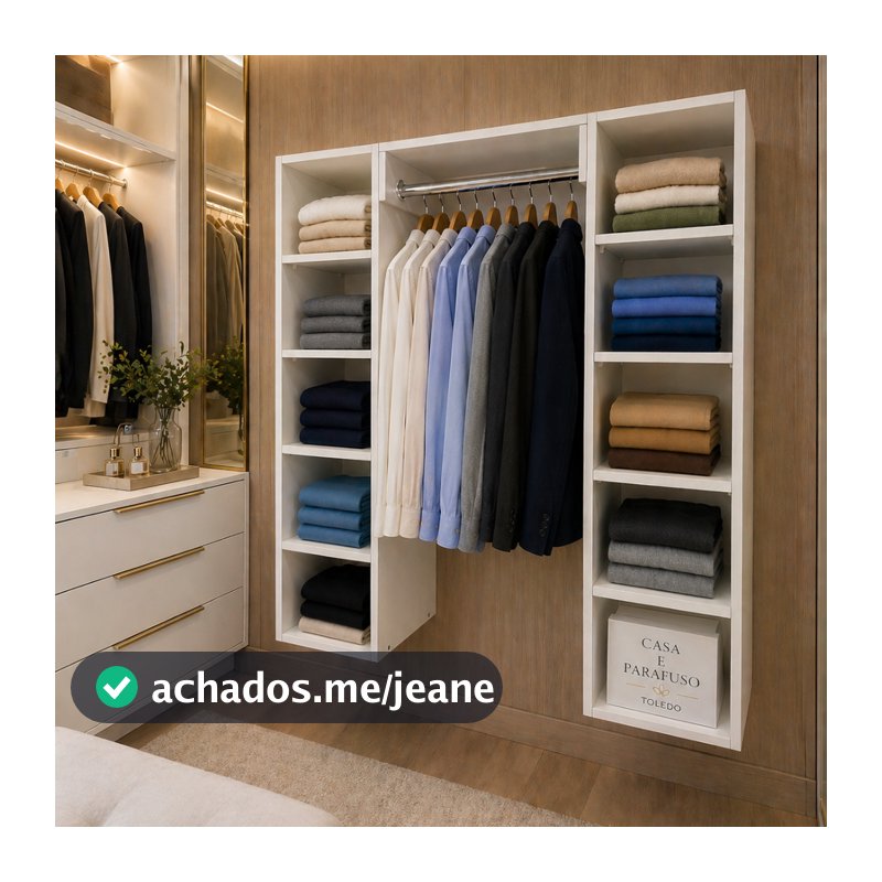 Nicho Closet Sapateira Com Cabideiro Arara aberto -Organização e Praticidade para seu Quarto-88