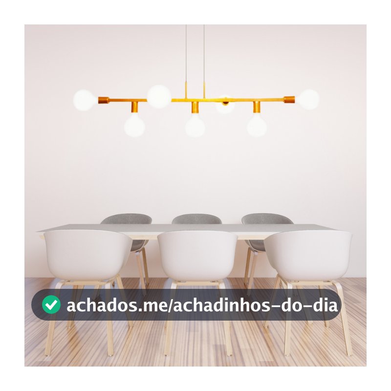 Lustre de teto Pendente Jabuticaba Rubis 7 Lâmpadas mesa de jantar e área Gourmet Cor DOURADO