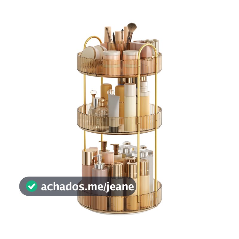 SONGMICS Organizador de Cosméticos Giratório, Caixa de Maquiagem Ajustável, 3 Níveis, para Penteadeira, Presente