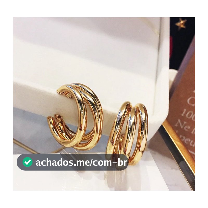 Brinco Argola 3 Fios Dourado em Aço Inox | Elegante, Antialérgico e Atemporal
