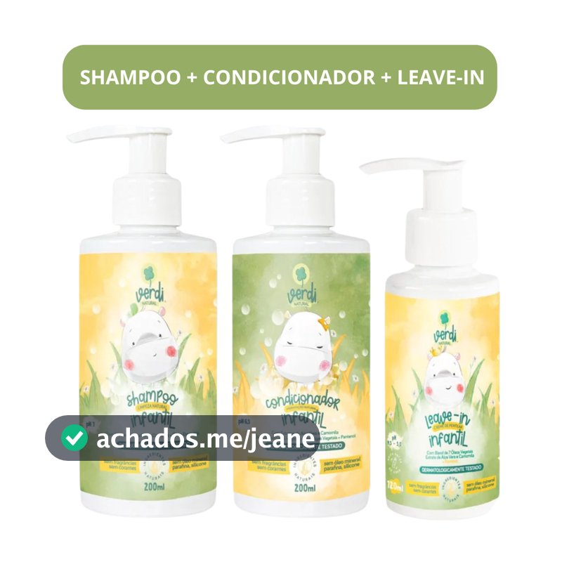 Shampoo Condicionador Leave-in Infantil Verdi Natural Aloe Vera Camomila Pantenol Verdi Natural