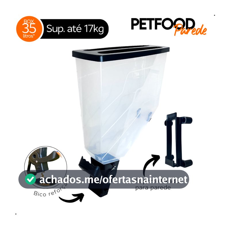 Galão Armazenador PAREDE Ração Grãos Cereais Cães Cachorro Petshop Slim 35L - 10kG a 13KG