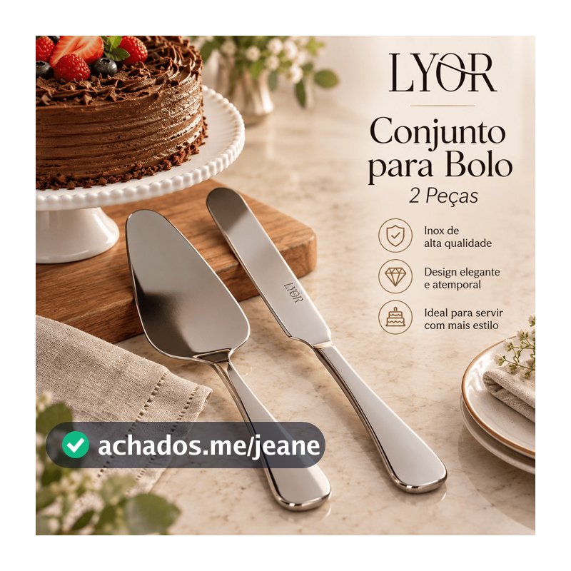 CONJUNTO 2 PECAS ESPATULA E FACA PARA BOLO DE ACO INOX POSITANO