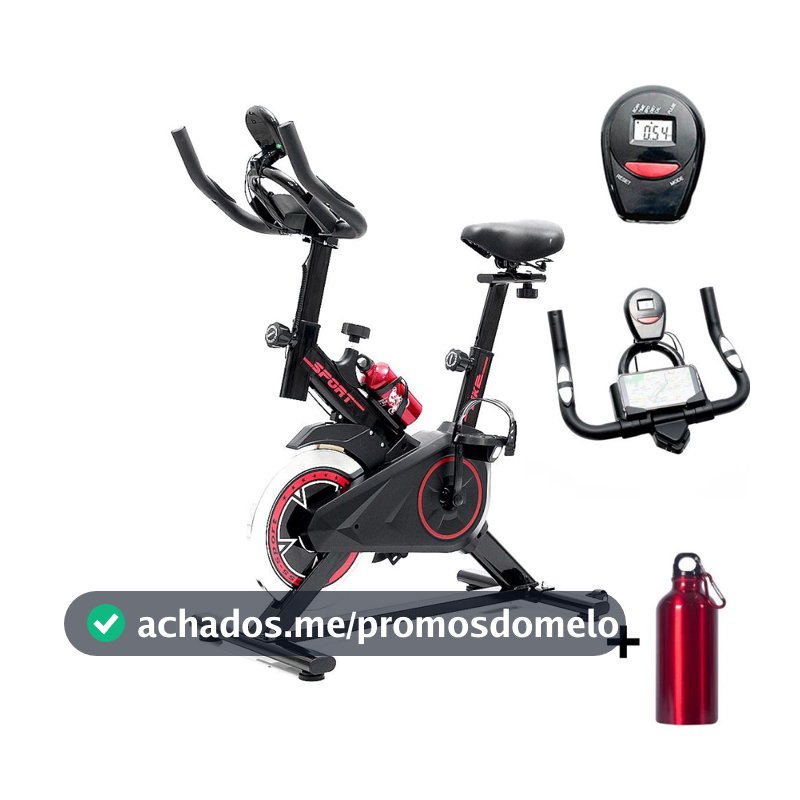 Bicicleta Ergometrica Spinning Academia Bike Fitness Profissional Monitor de Treino Garrafa de Agua