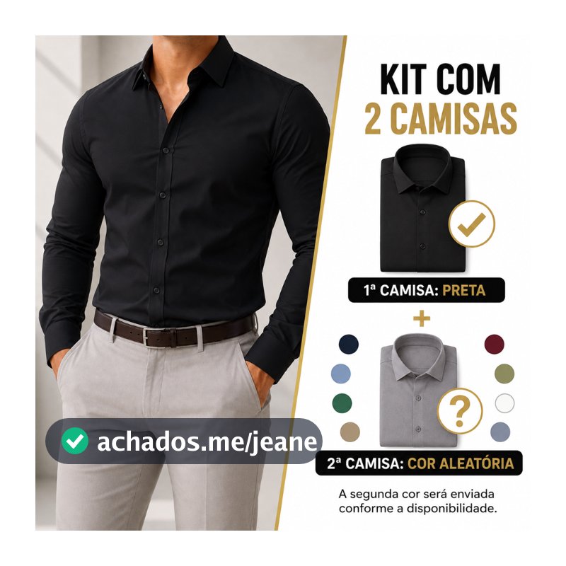 Kit 2 Camisa Social Masculina Slim Fit Luxo  100%Microfibra Pronta Entrega