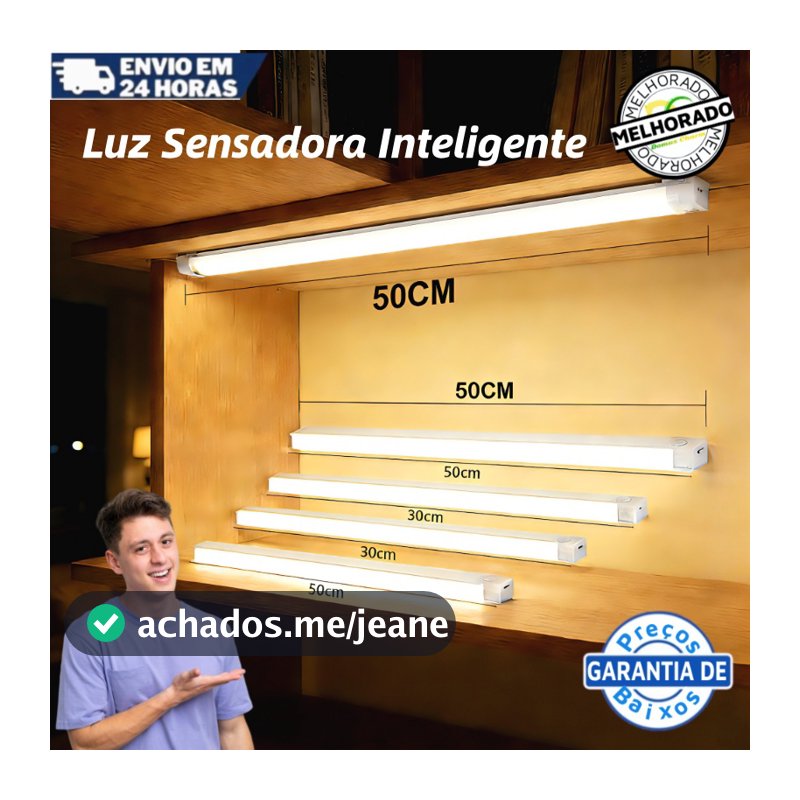 LED Sem Fio Sob Magnética Recarregável USB Sensor De Movimento Inteligente Fino barra 10 a 50cm