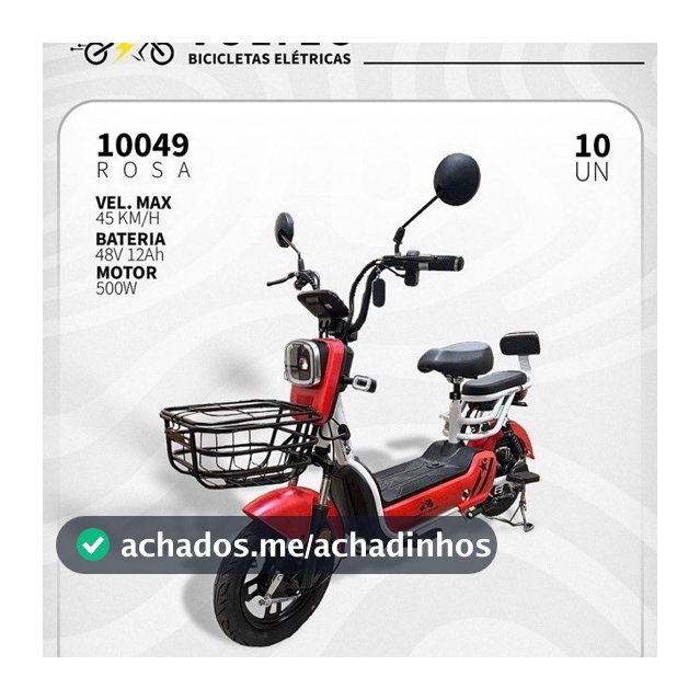 Scooter Elétrica 500W Vermelho - CNH Não Necessária,Bateria chumbo, Design Funcional, carregador