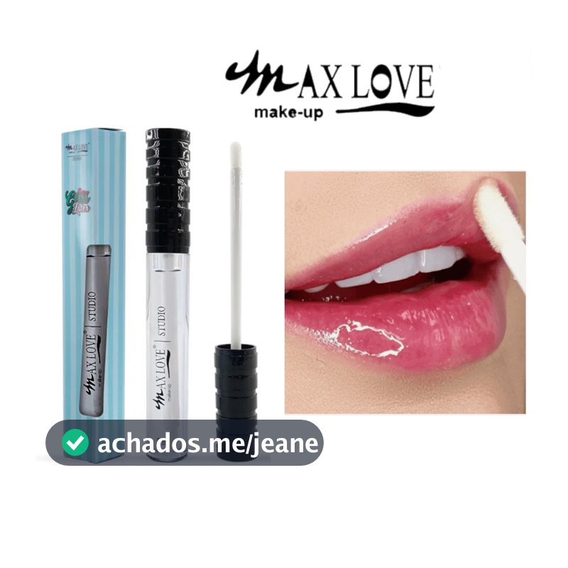 Batom Gloss Látex Incolor Max Love Brilho Labial Transparente Efeito Molhado Lábios