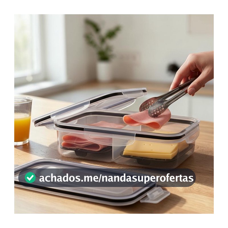 Porta Frios Hermético com Tampa de Silicone | Organizador de Geladeira para Queijo, Presunto e Frios