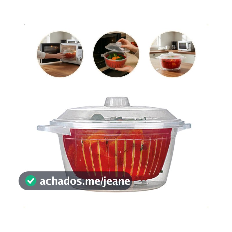 Panela Micro-ondas Nitron 2,6L Com Cesto Cozimento Saudável e Rápido Fácil de Limpar Resistente