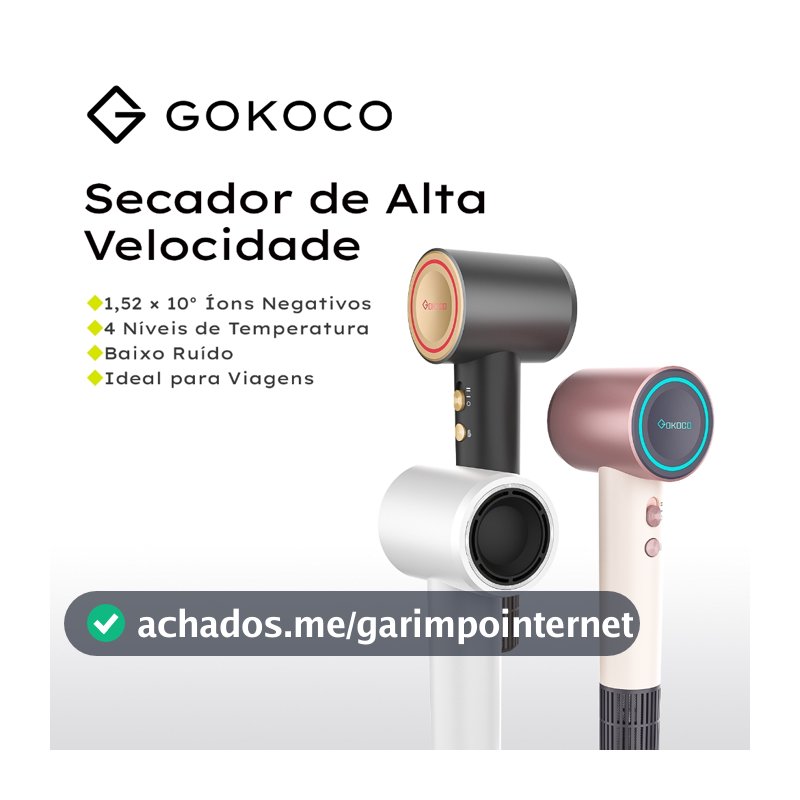 GOKOCO Mini Secador de íons negativos Cabelode Alta Velocidade Secador de Cabelo Portátil Baixo Ruído Secagem rápida