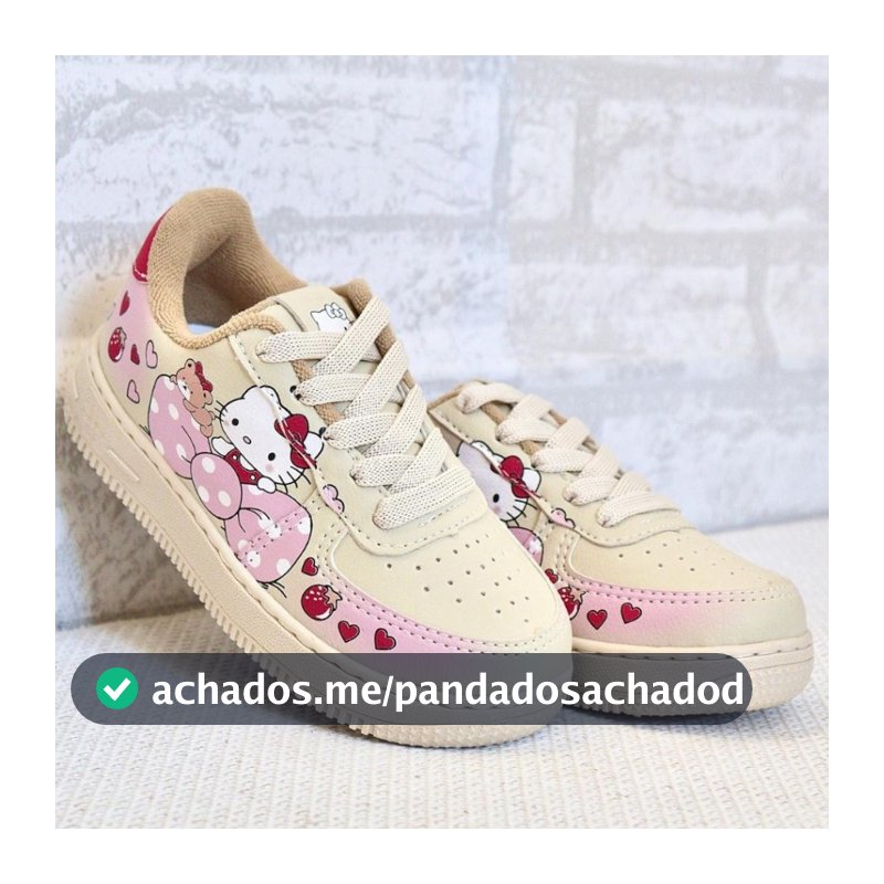 Tênis Infantil Menina Hello Kit Bege Confortável Casual Feminino