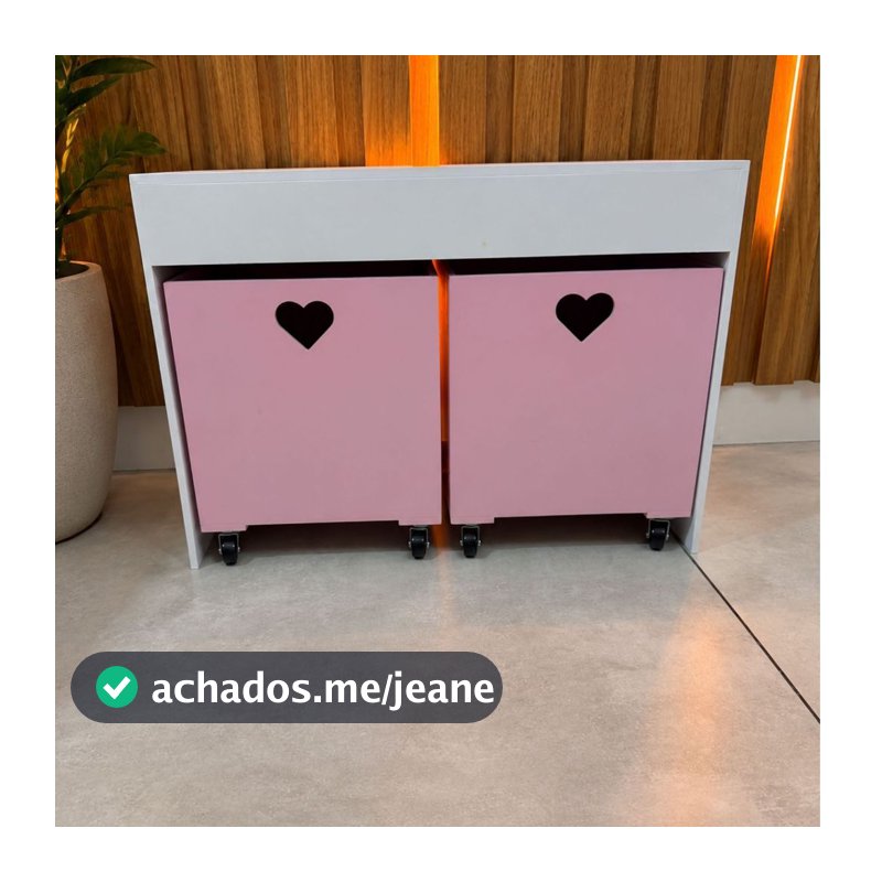 Organizador de Brinquedos Bancada Infantil 2 Gavetas com Rodinhas em MDF
