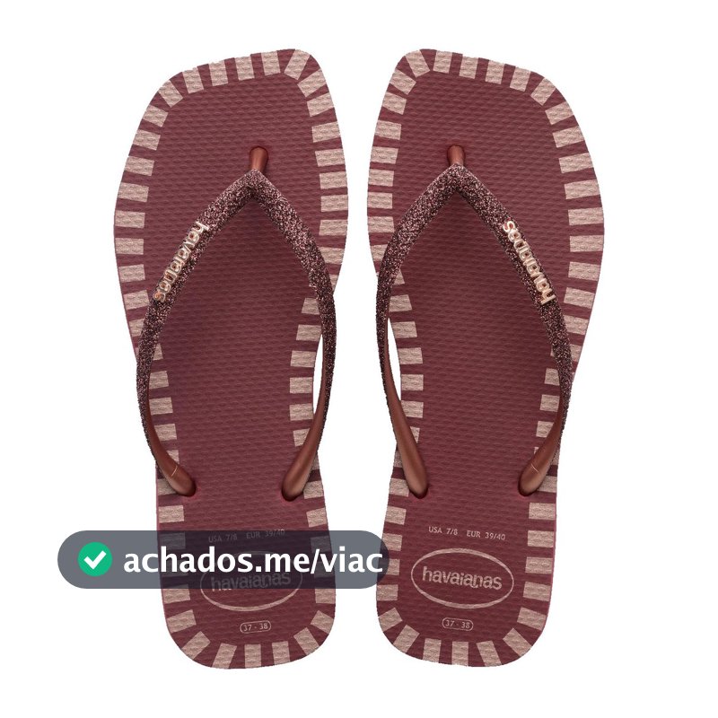 Chinelo Havaianas Slim Square Glitter Contour