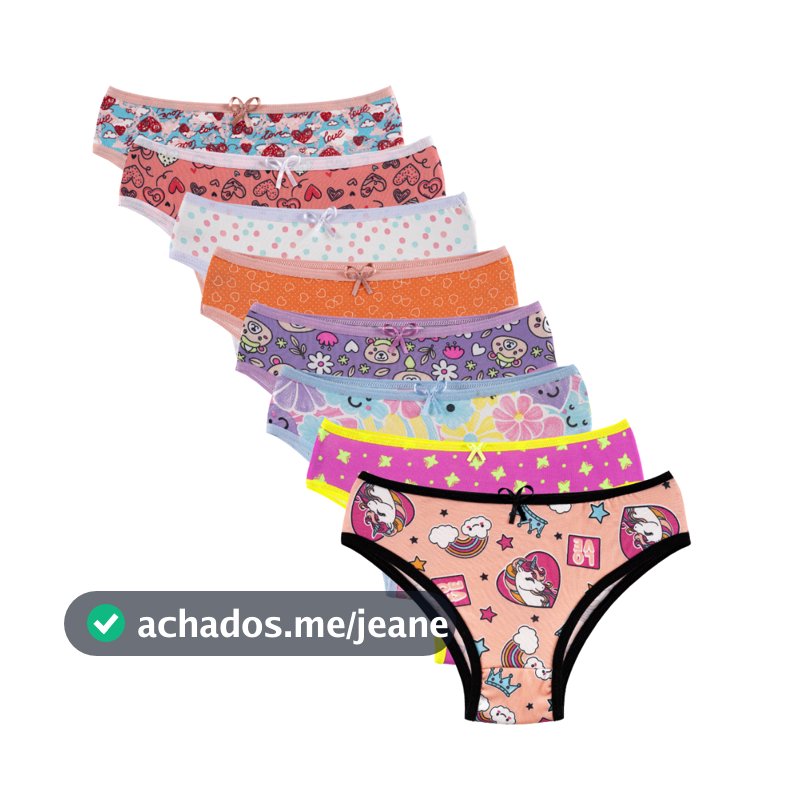 Kit 10, 5, 3 e 2 Calcinha Juvenil Microfibra Estampada Tanga Infantil Menina Moça Forro 100% Algodão