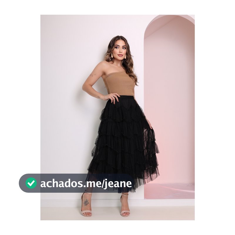 Saia de Tule com 800 Perolas com Caimento Elegante e Estiloso de Alta Qualidade WK-89