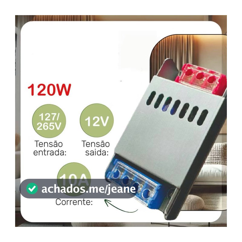 Fonte Chaveada Mini Slim 12v 10a 120w Bivolt Led Eletrônicos