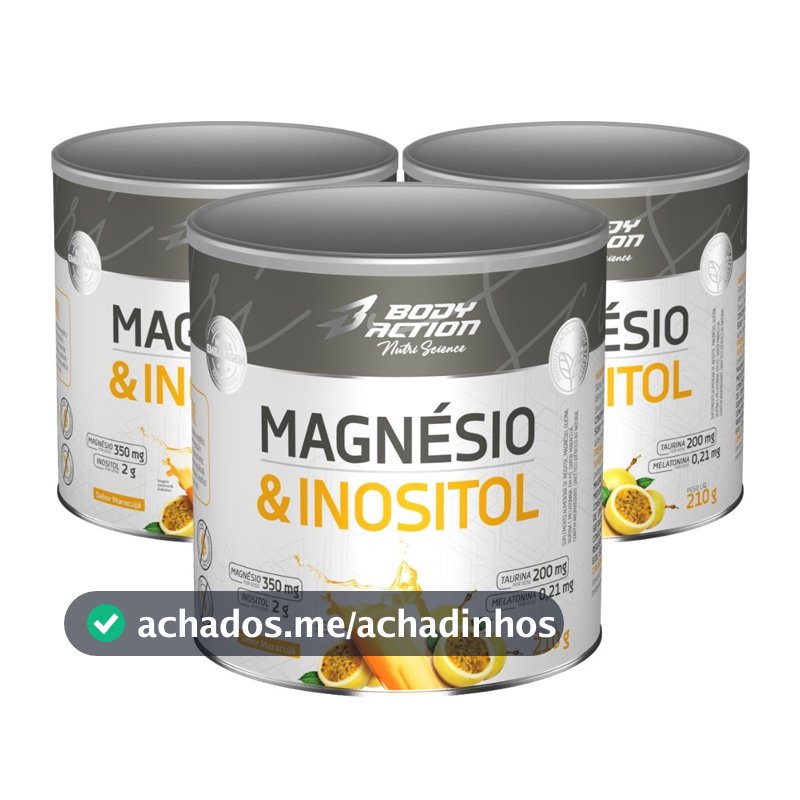 Kit 3x Magnésio e Inositol Taurina Melatonina 210g Bodyaction