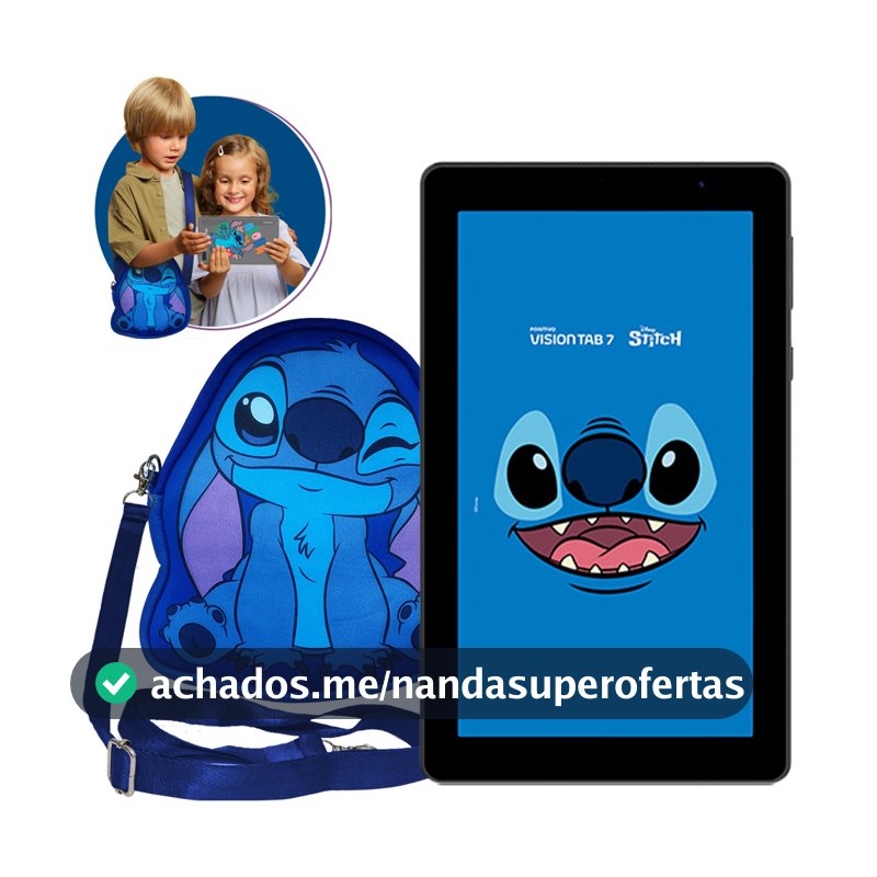 Tablet Vision TAB 7 Stitch + Capa e Bolsa - Octa-Core 3GB RAM 64GB Android 14 Go Wi-Fi IPS Positivo
