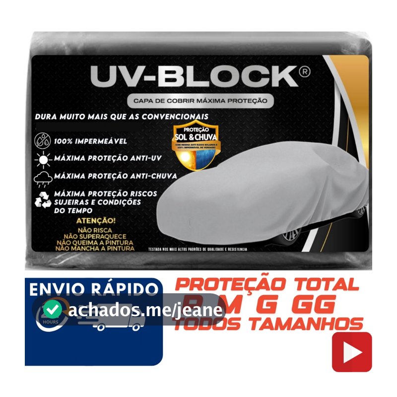 Capa Carro Impermeável Protege Sol Chuva Poeira P M G UV-BLOCK 100% Anti-Uv Sem Forro