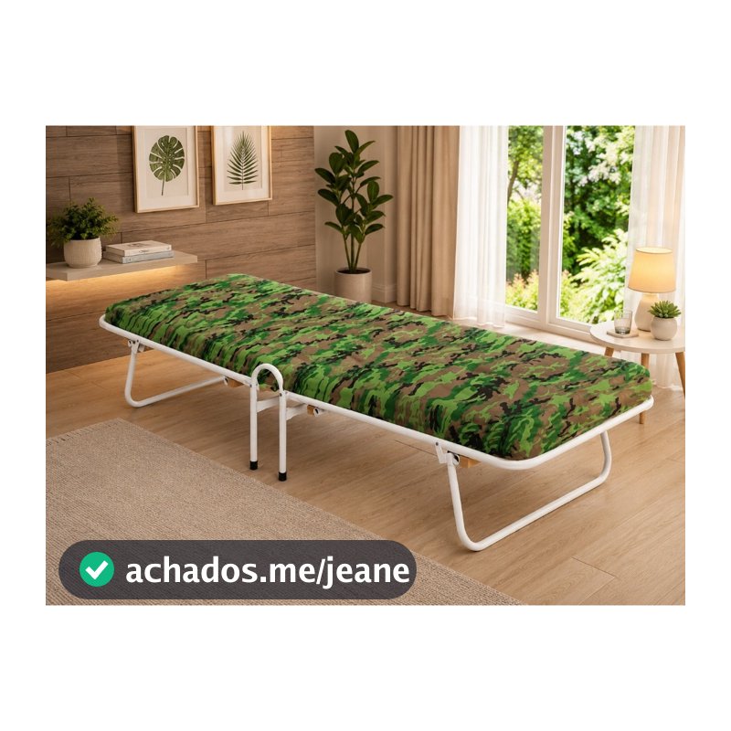 Cama dobrável de aço compacta para camping Com Colchonete Cama Portátil Envio Imediato