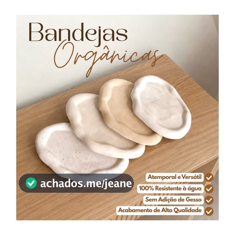 Bandeja Orgânica Decorativa em Cimento Artesanal Resistente à Água.