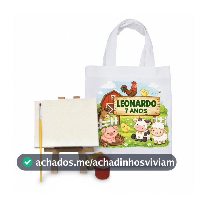 Kit Pintura Tela Pincel Tinta Sacolinha Poliéster Presente Lembrancinha Aniversário Infantil