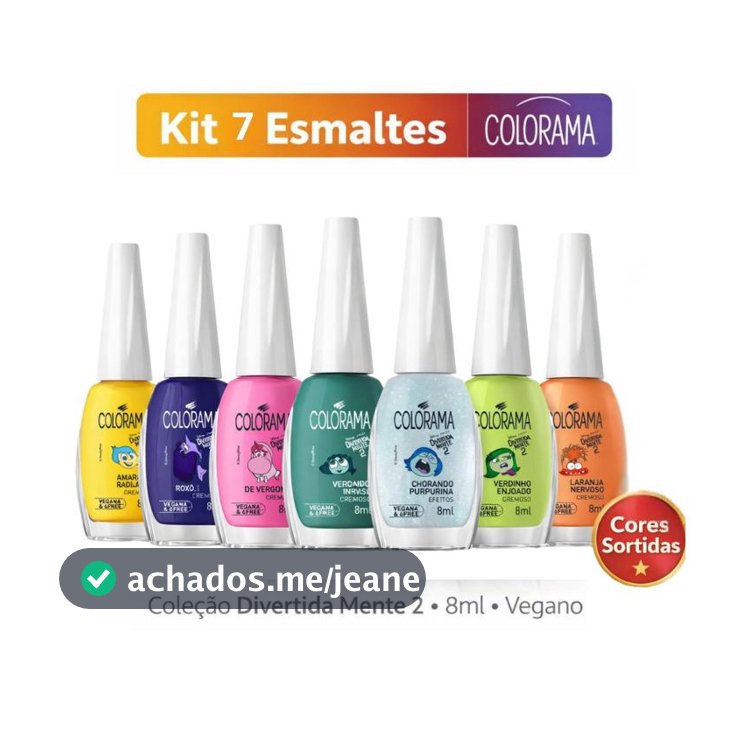 Kit 7 Esmaltes Colorama Divertidamente 2 - Manicure Tendência Lançamento
