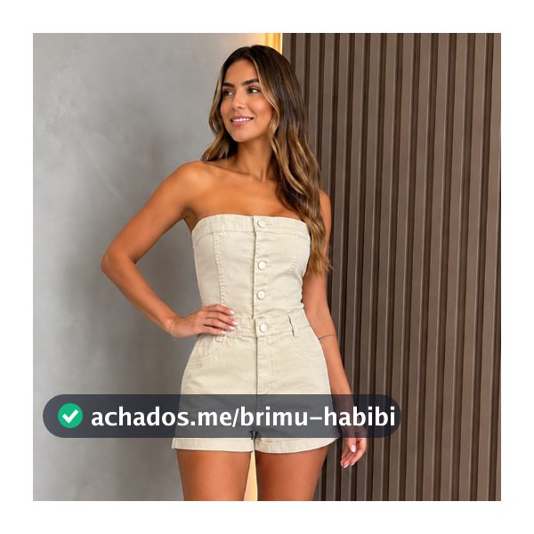 Macaquinho Jeans Tomara Que Caia Com Lastex Nas Costas Sem Elastano