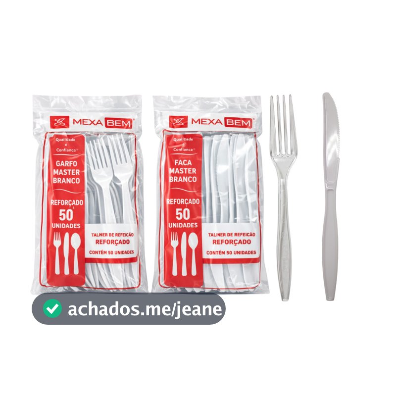 Garfo e Faca Descartável 100 Unidades – 2 Pacotes de 50 Talheres Plásticos para Festa, Churrasco