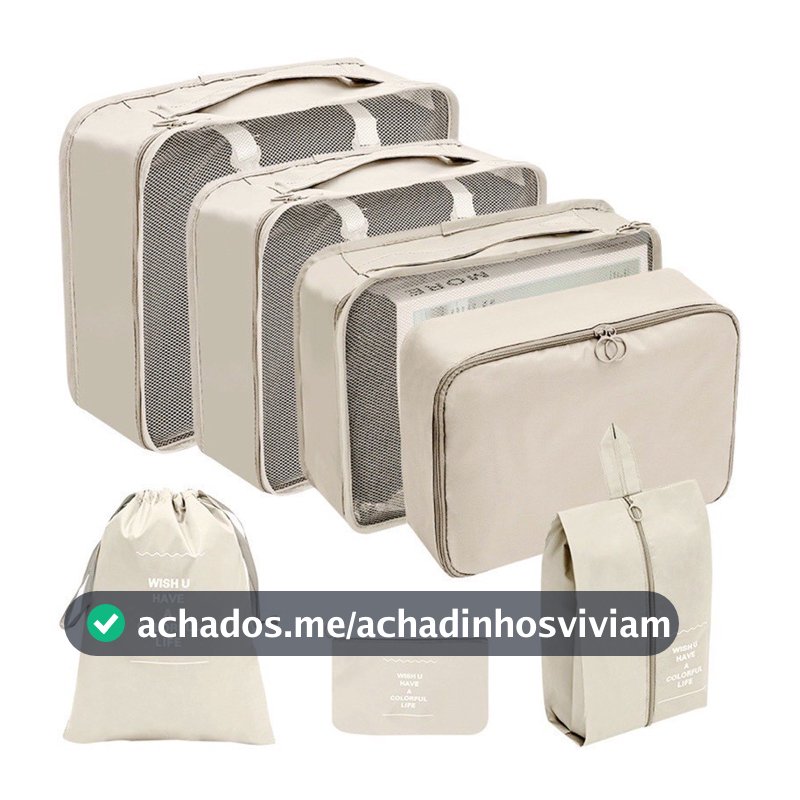 Kit 7 Pecas Bolsa Organizadoras Para Mala Roupas Bagagem Viagem
