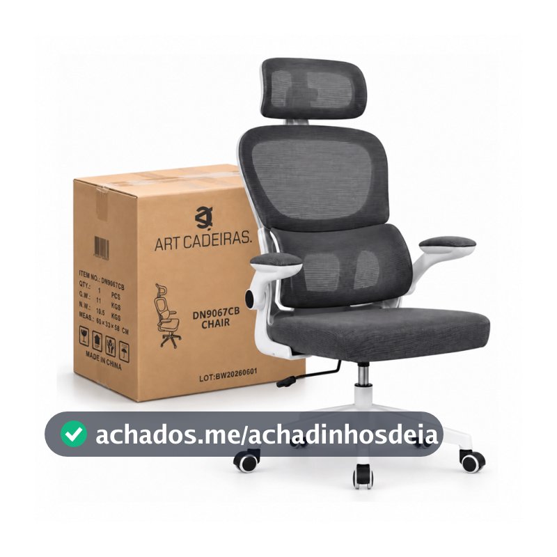 Cadeira De Escritório Ergonômica Mesh Cinza Presidente NR17 Com Apoio Lombar 150kg Braço Retrátil
