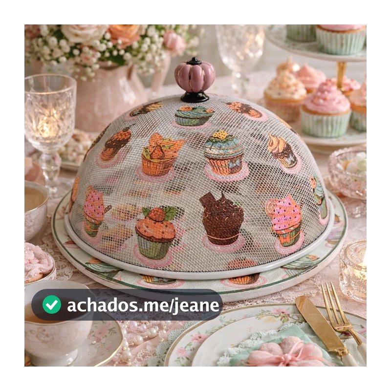 Boleira decorada artesanal/Cobre bolo decorado com decoupage/Prato MDF com proteção de vidro fixo (30 cm.)