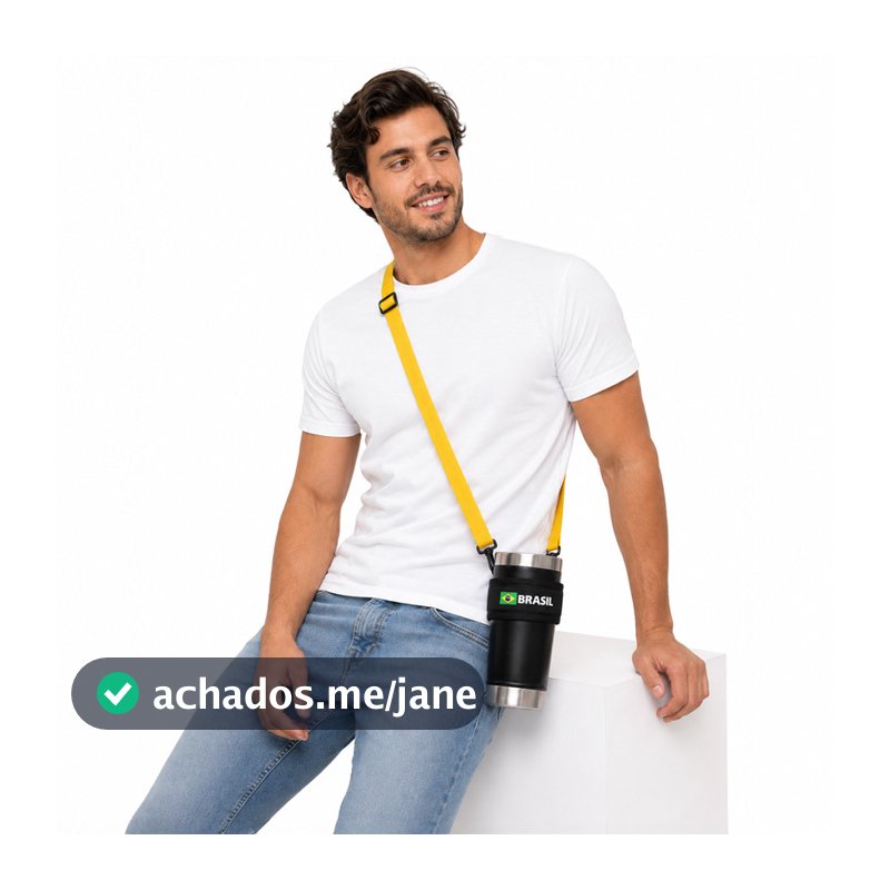 Porta Copo Bandoleira Alça Para Copo Térmico Brasil Ajustável De Ombro Universal